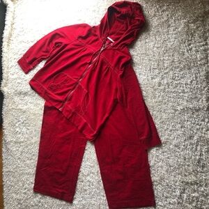 Merona Red Cotton Loungewear Set Drawstring Pants & Full Zip Hoodie Plus 24W 26W